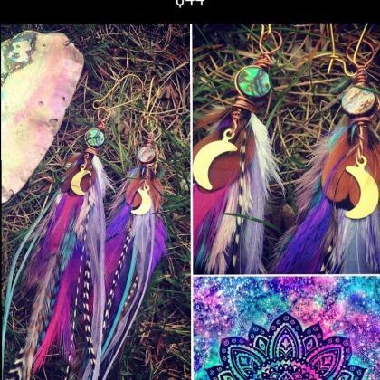 Gypsy + The Moon || Feather Earrings || Goddess ||..