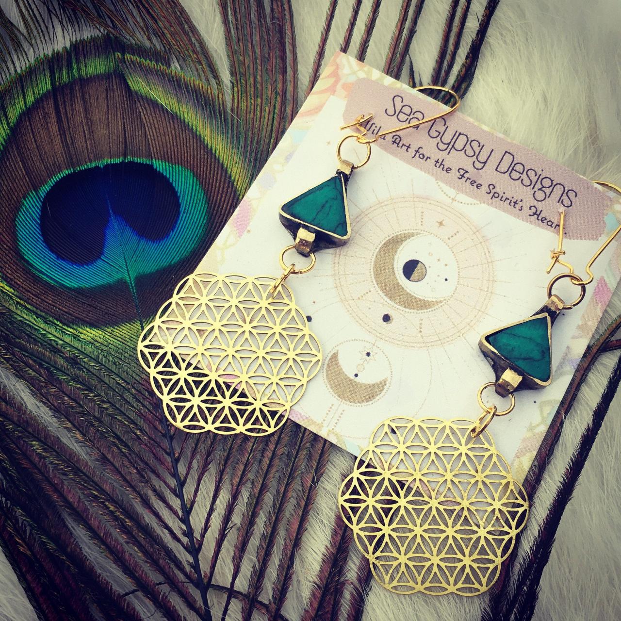 Goddess Of Venus || Triangle Earrings || Love || Joy || Peace Earrings || Good Vibez || Turquoise || Gems || Beautiful