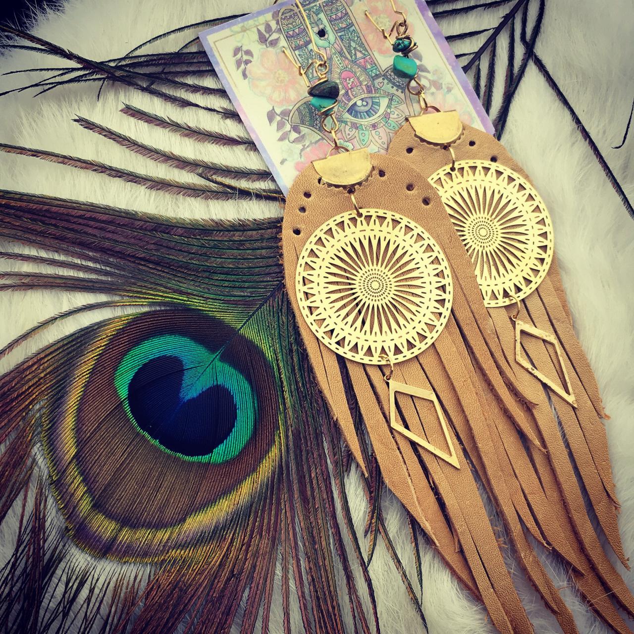 Turquoise Mandala Earrings || Funky || Fresh || Yoga Girl || Goddess || Festival || Hippie || Spirit || Love || Wild Child