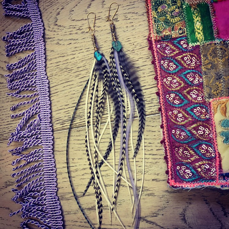 Indigo Child || Turquoise Feather Earrings || Long Feathers || Tribal Babe || Hippie || Gypsea || Goddess Wears || Love || Queen || Mermaid
