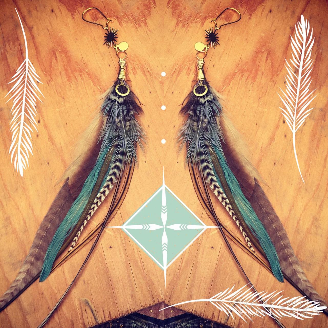Hippie feather outlet earrings