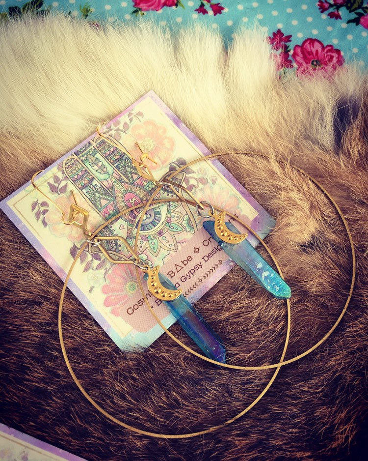 Warrior Of Love Mermaid Quartz Hoops || Boho Earrings || Quartz || Moon || Unique