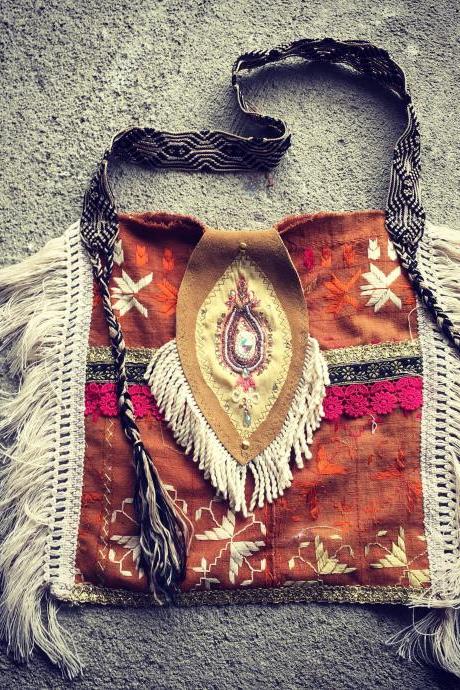 Sea Gypsy || Boho Tote || large || Upcycled textiles || handmade || One of a Kind || Gypsy || hippie || beautiful || original || unique bag