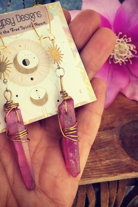 Pretty In Pink Earrings || goddess bling || Show Stoppers || Gypsy || Rainbows || Hippie || boho || Chica || Babe